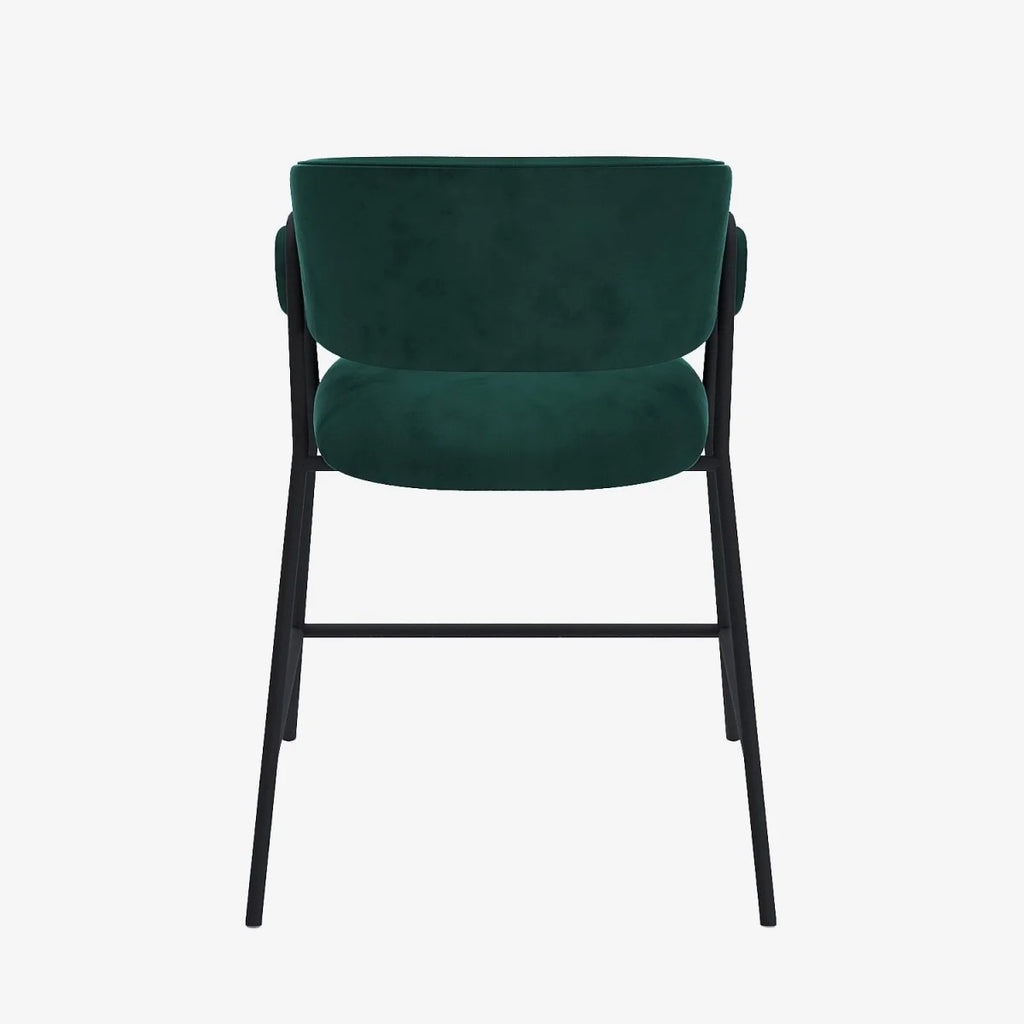 Lot de 2 tabourets de bar avec dossier, velours vert Bonnie