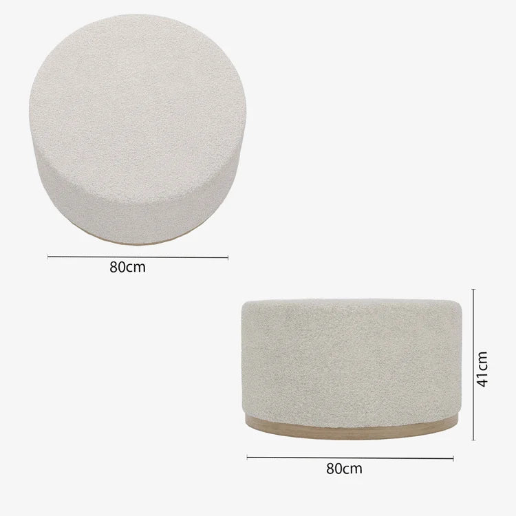 Grand pouf rond ottoman en bouclette