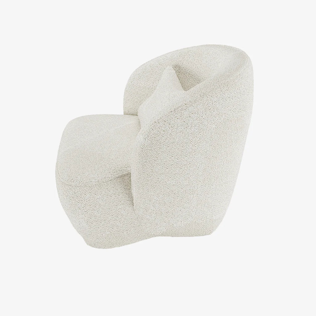 Fauteuil design boucl  blanc Pablo