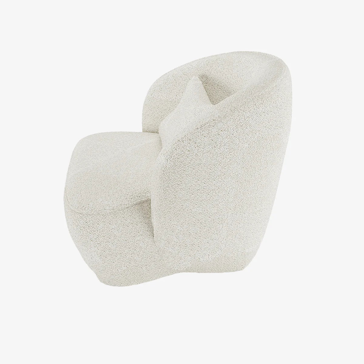 Fauteuil design boucl  blanc Pablo
