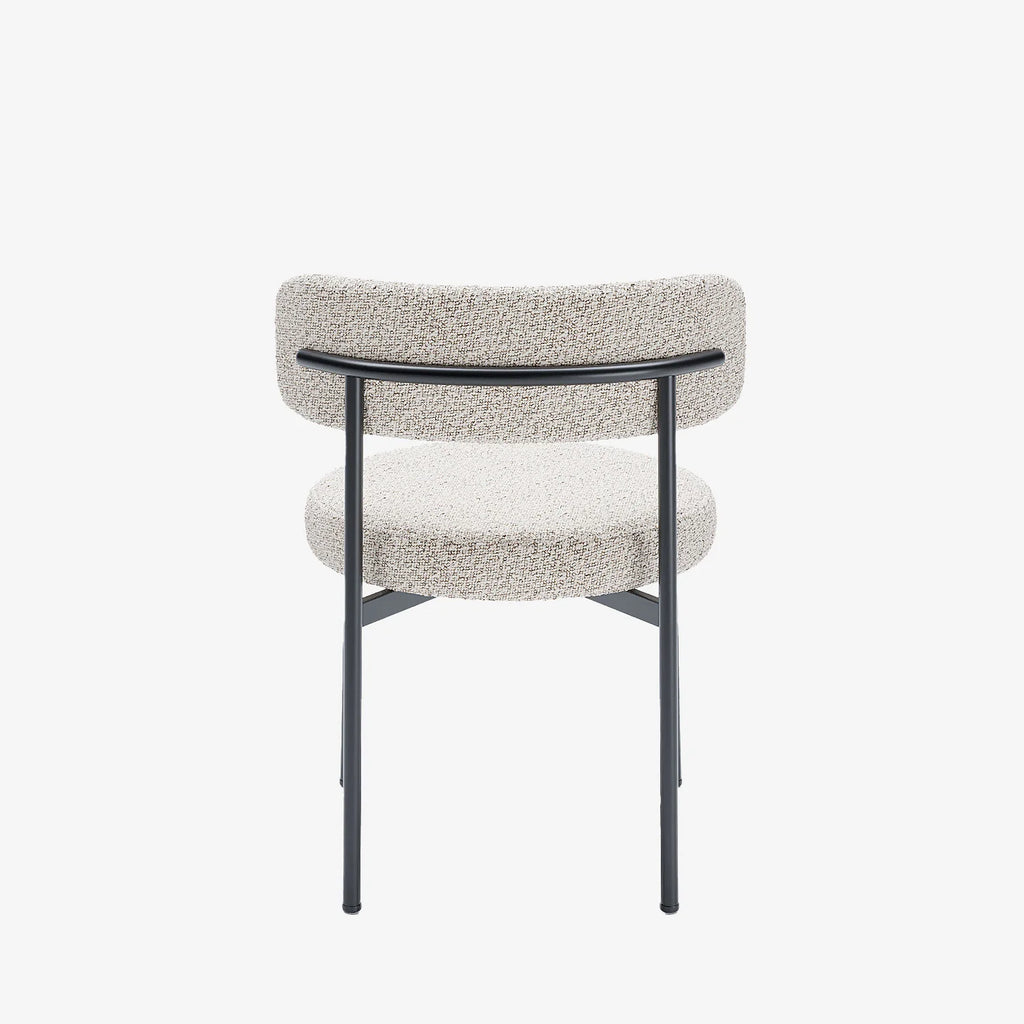 Lot de 2 chaises de table bouclette grise et blanche Scarlett