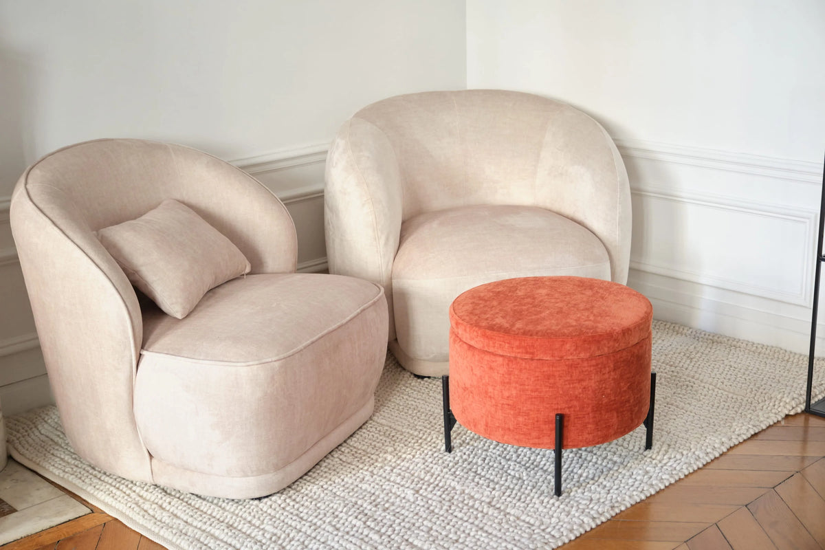 Angelo   Pouf coffre en velours ocre