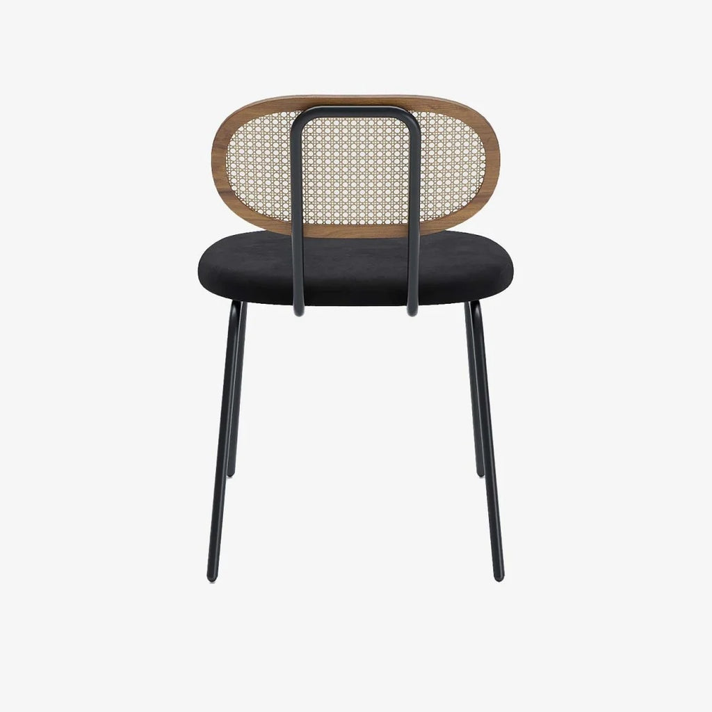 Lot de 2 chaises en rotin et velours noir Gabrielle