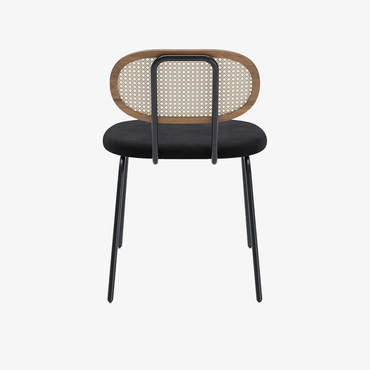 Lot de 2 chaises en rotin et velours noir Gabrielle