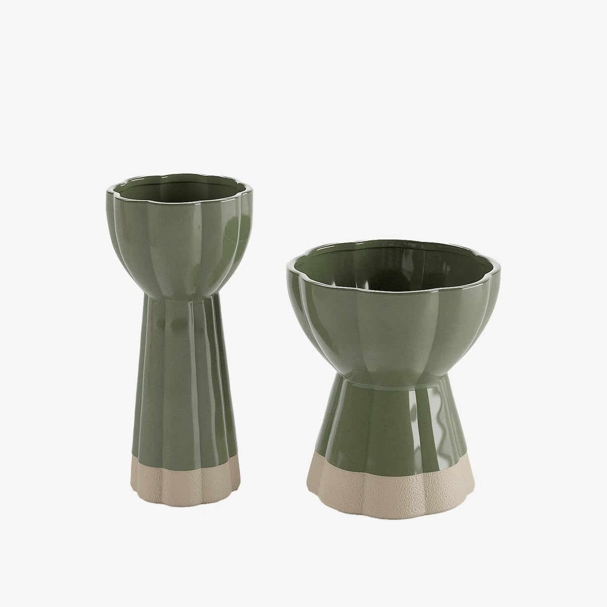 Set de 2 vases design vintage en c ramique verte Vienne