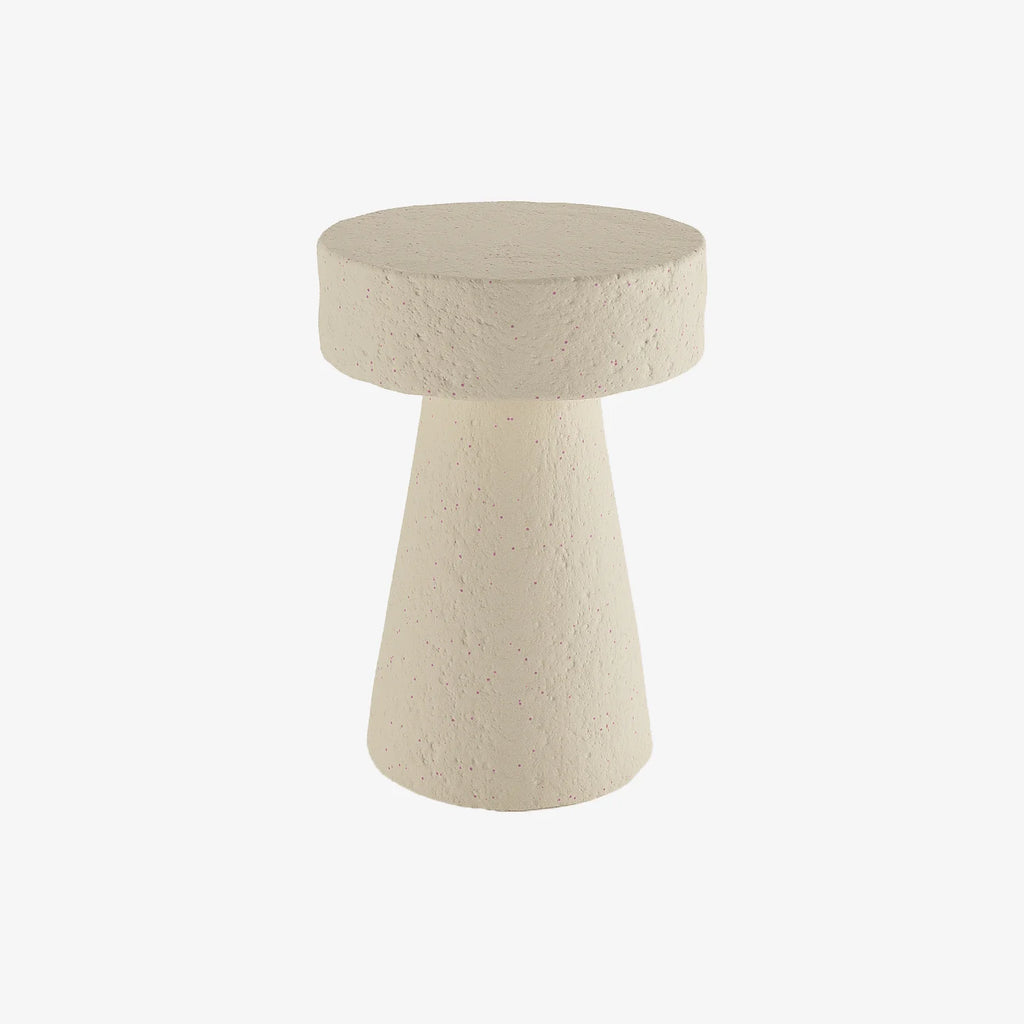Table d appoint circulaire en magn sie cr me mouchet e rose Marguerite