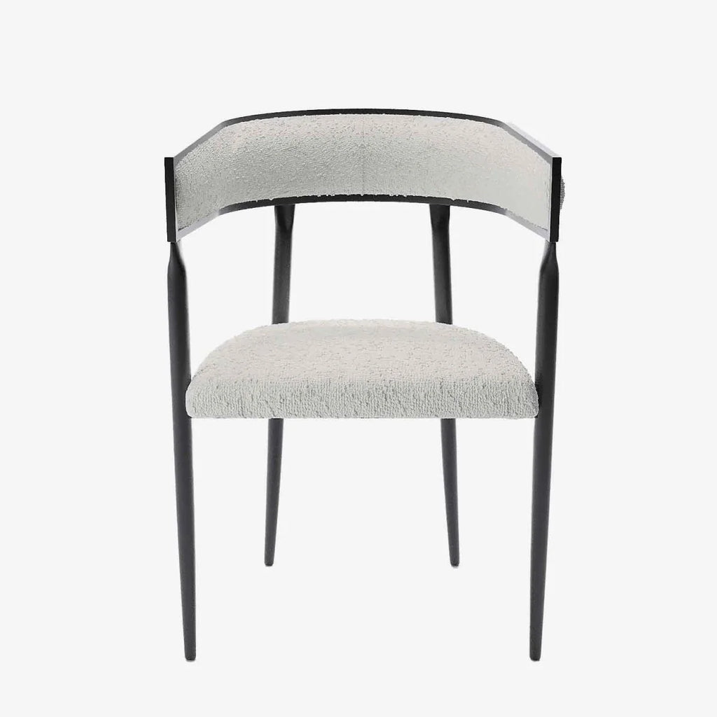 Chaise de salle   manger design dossier arrondi bouclette gris cr me Aurore