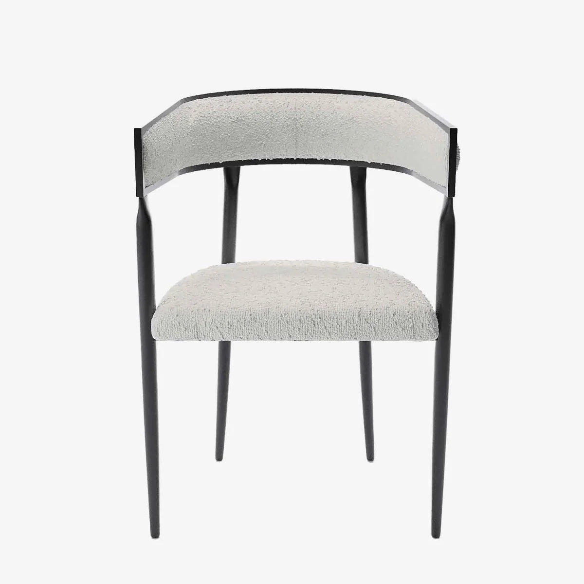 Chaise de salle   manger design dossier arrondi bouclette gris cr me Aurore
