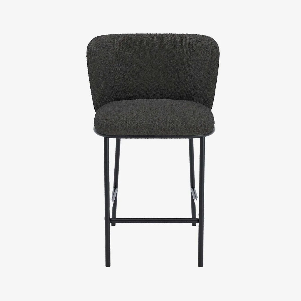 Lot de 2 tabourets de bar tissu boucl  gris fonc  C sar
