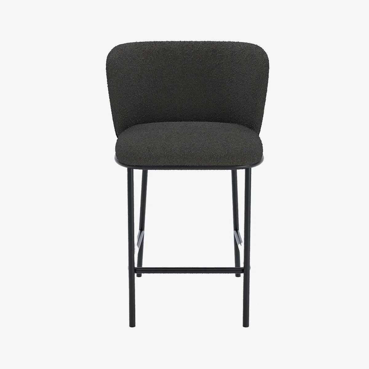 Lot de 2 tabourets de bar tissu boucl  gris fonc  C sar