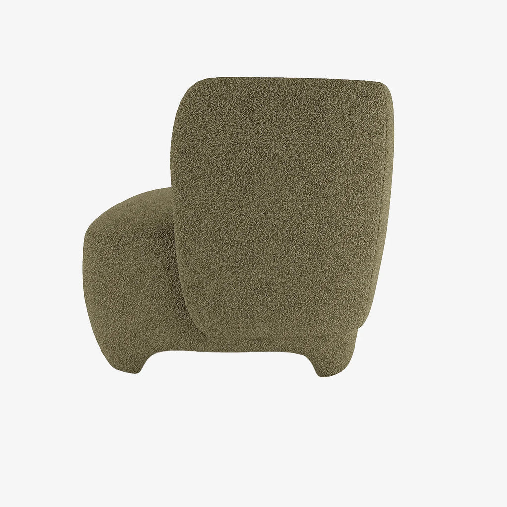 NOA  - Fauteuil en laine boucl e vert kaki