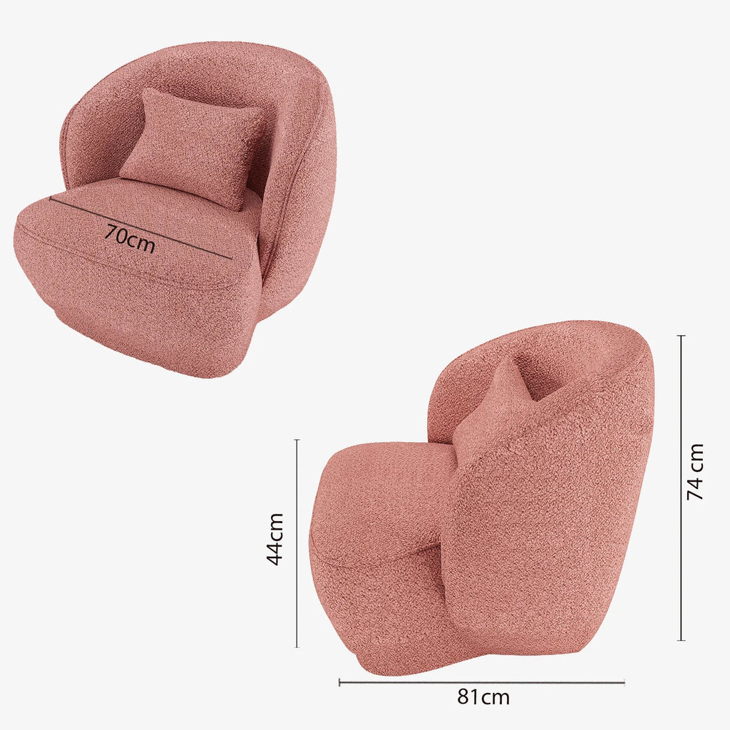Fauteuil design boucl  rose Pablo