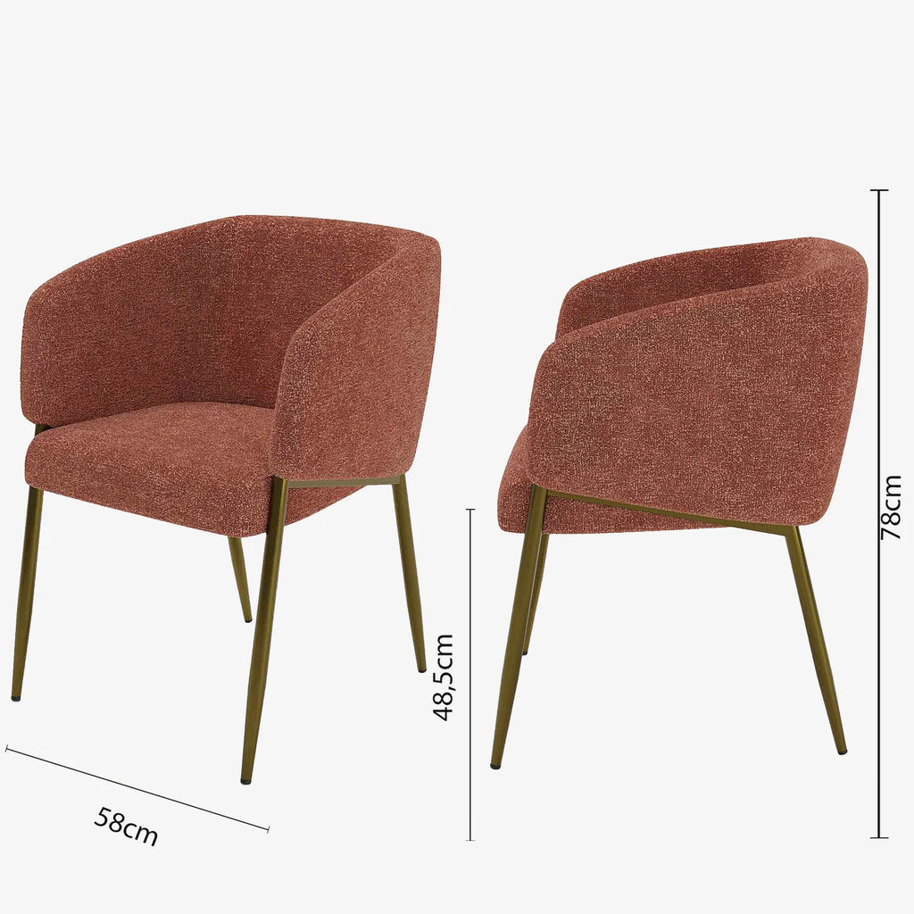 Fauteuil de salle   manger bouclette couleur brique Basile