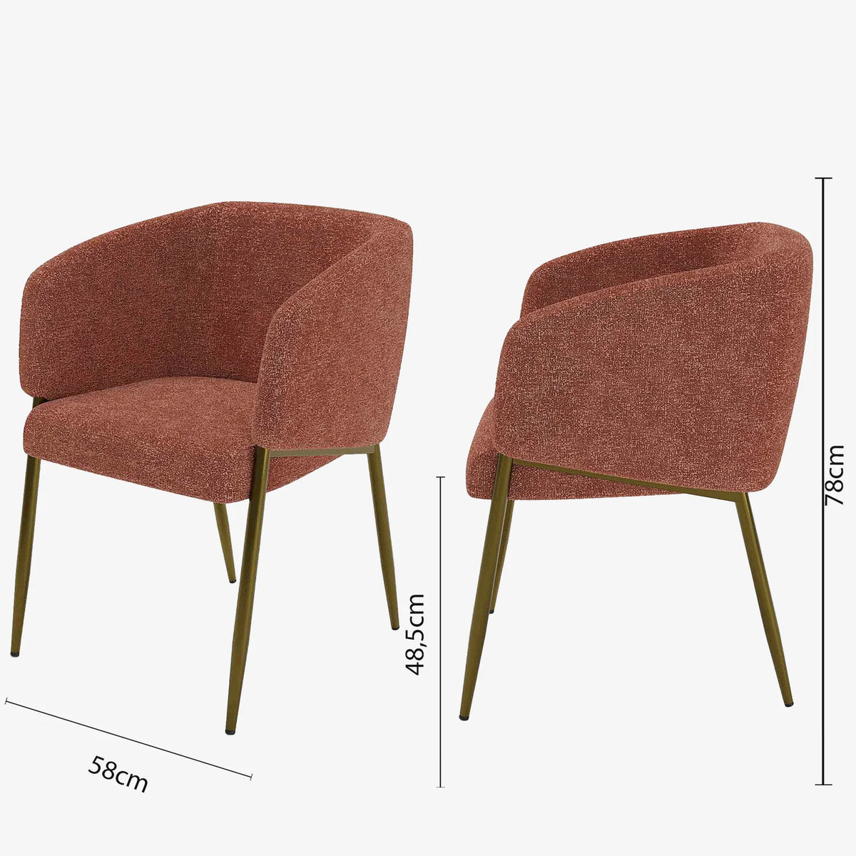 Fauteuil de salle   manger bouclette couleur brique Basile