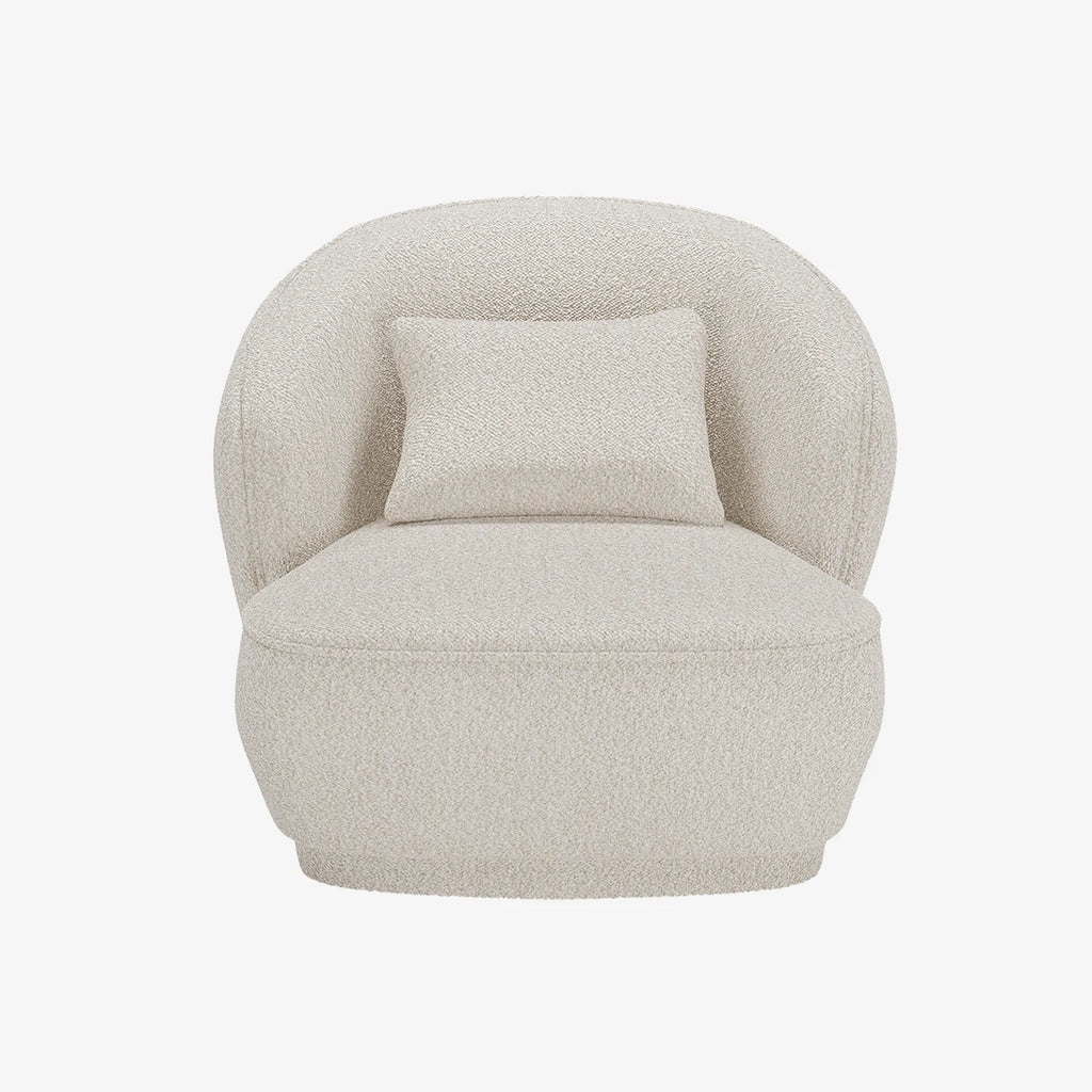 Fauteuil design bouclette gris-cr me Pablo