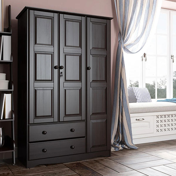 Grande Armoire en Bois Massif 100% - Moka
