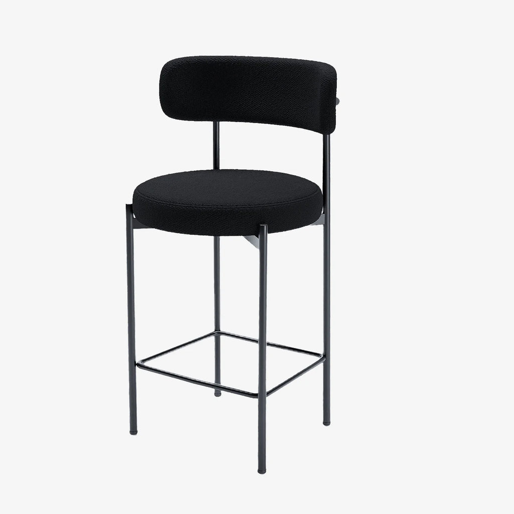 Lot de 2 tabourets de bar bouclette gris anthracite Agathe