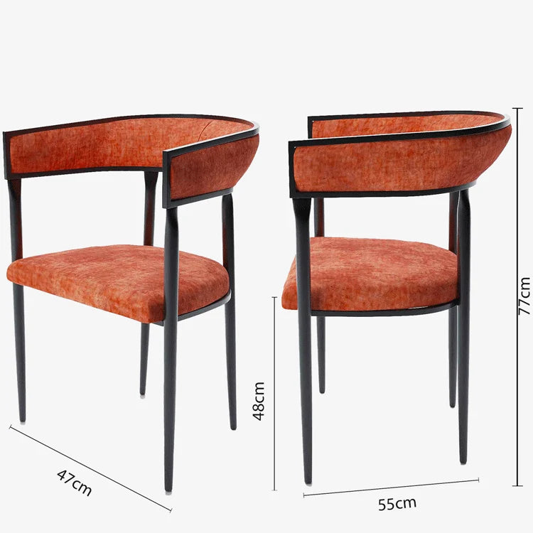 Chaise de salle   manger design dossier arrondi velours ocre Aurore