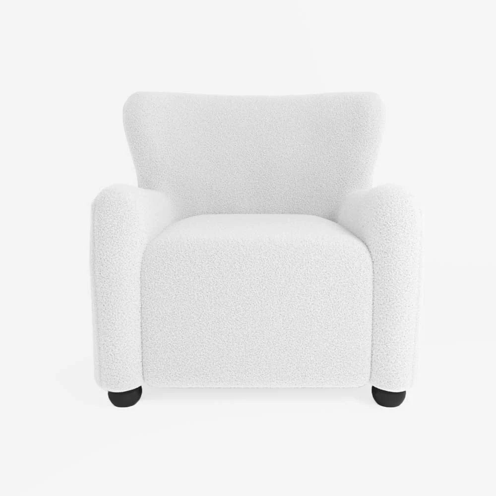 Fauteuil blanc effet laine boucl e