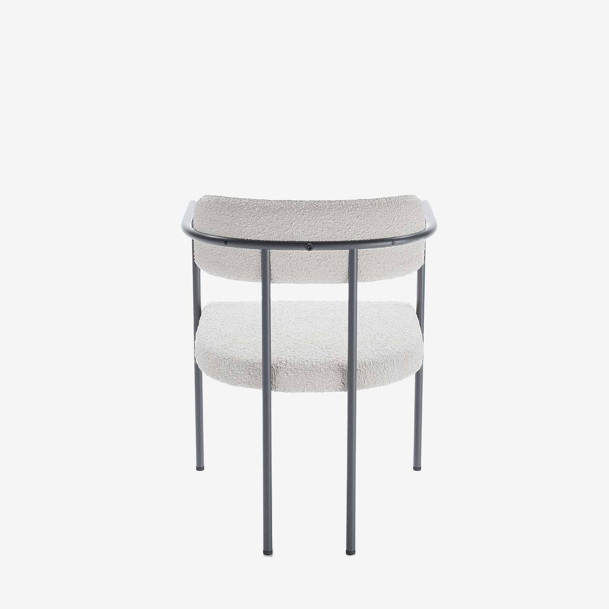 Chaise de salle   manger tapiss e avec accoudoirs bouclette blanche Barbara
