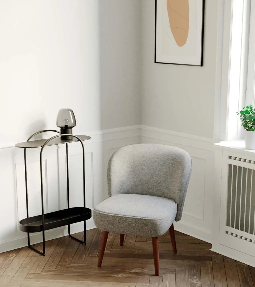 Petit fauteuil de salon en tissu gris