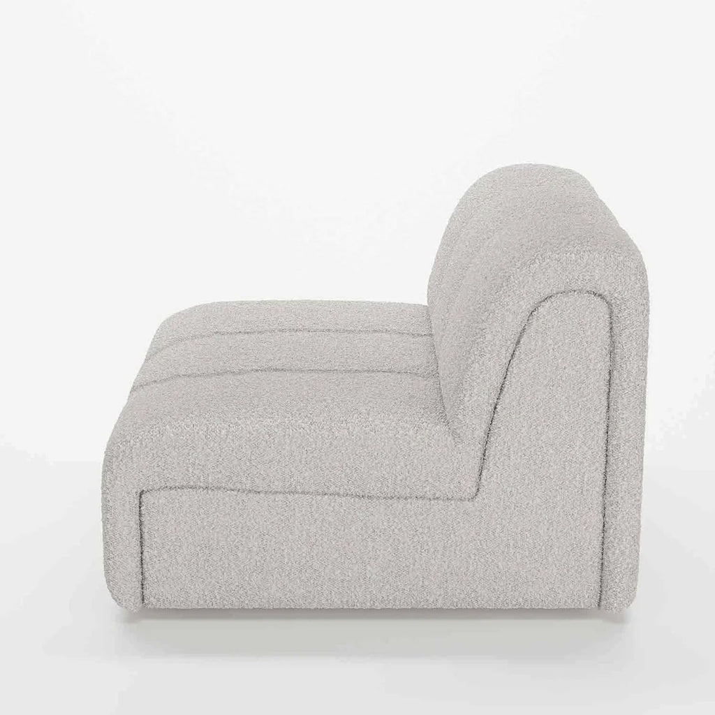Canapé modulable en tissu bouclette gris-crème