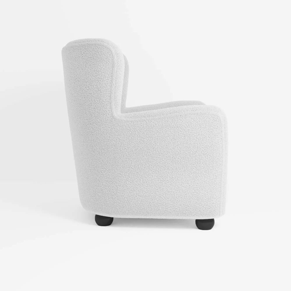 Fauteuil blanc effet laine boucl e
