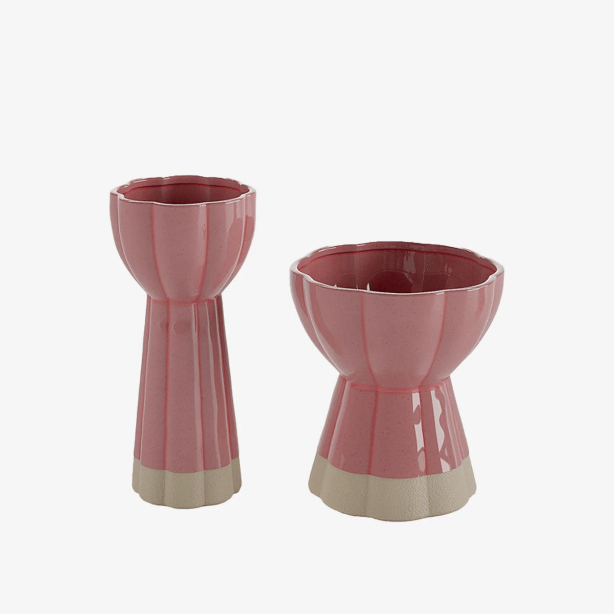 Set de 2 vases design vintage en c ramique rose Vienne