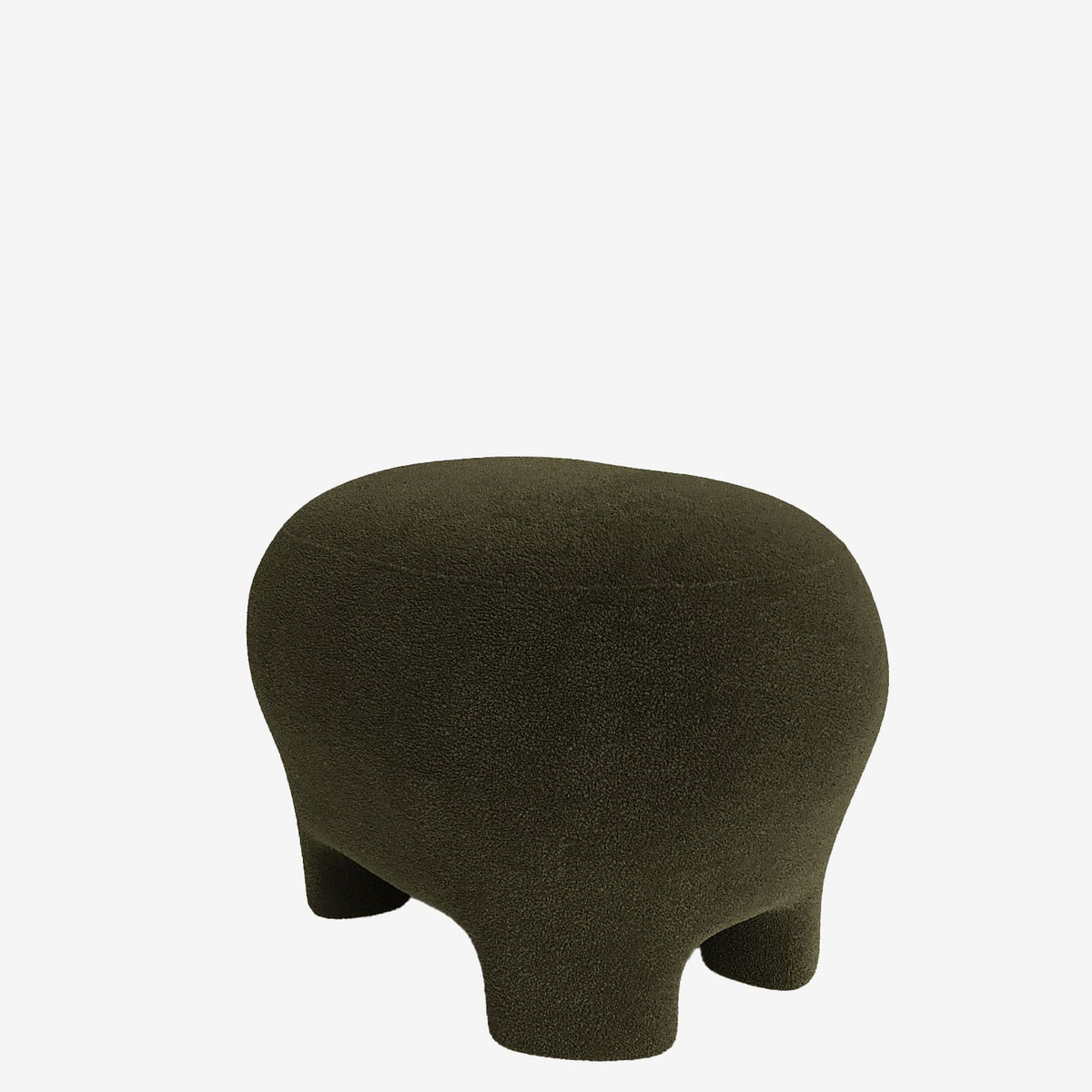 Ninon   Pouf repose-pieds tapiss  en bouclette kaki