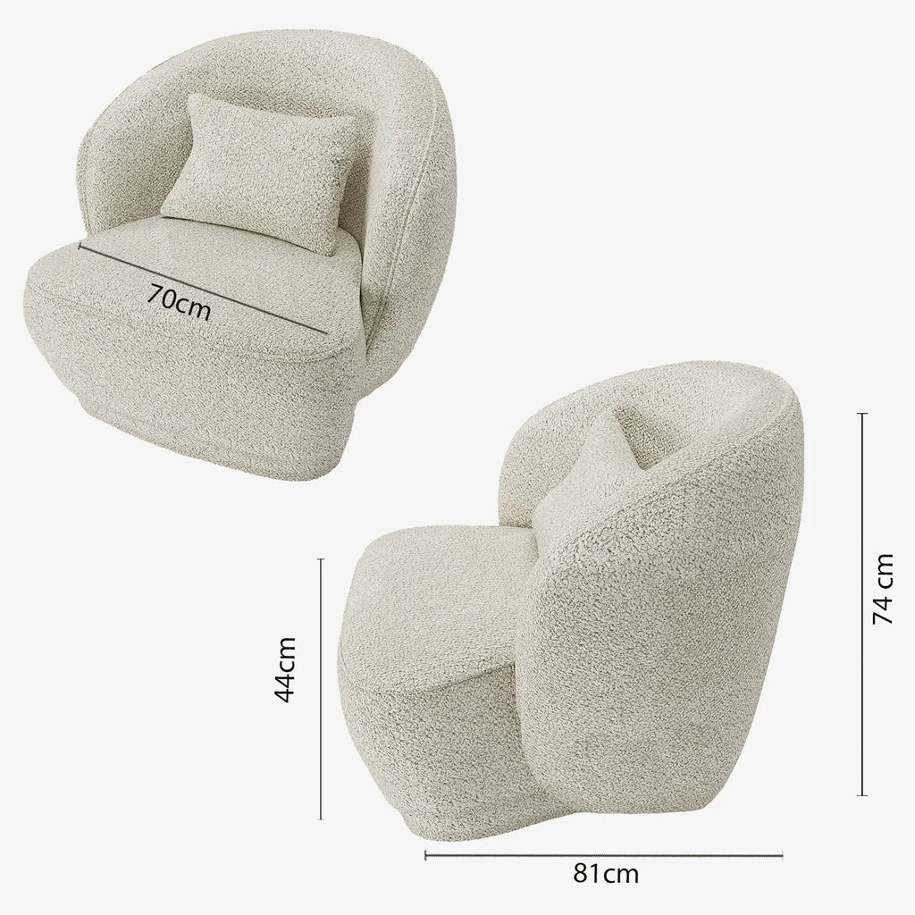 Fauteuil design boucl  beige Pablo