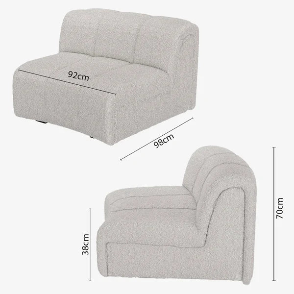 Chauffeuse d angle pour canap  modulable en tissu bouclette gris-cr me H l ne
