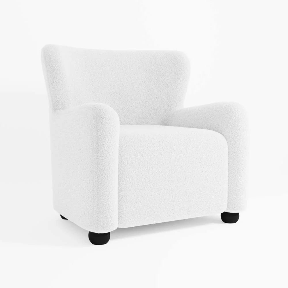 Fauteuil blanc effet laine boucl e