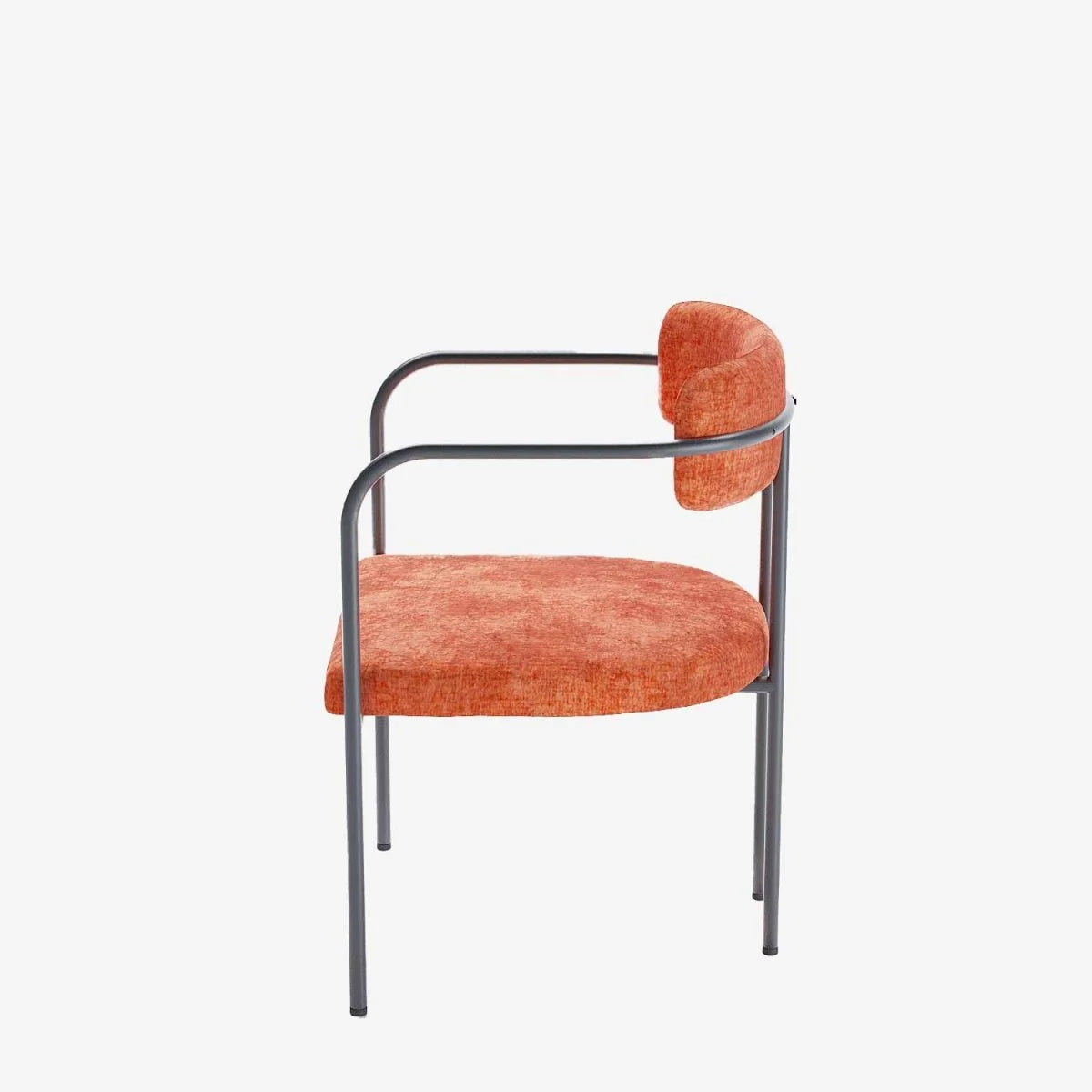 Chaise de salle   manger tapiss e avec accoudoirs, velours ocre, Barbara