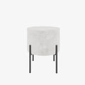 Abel   Pouf rond en tissu chenille blanc pieds en m tal