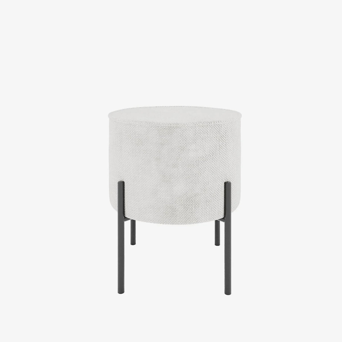 Abel   Pouf rond en tissu chenille blanc pieds en m tal