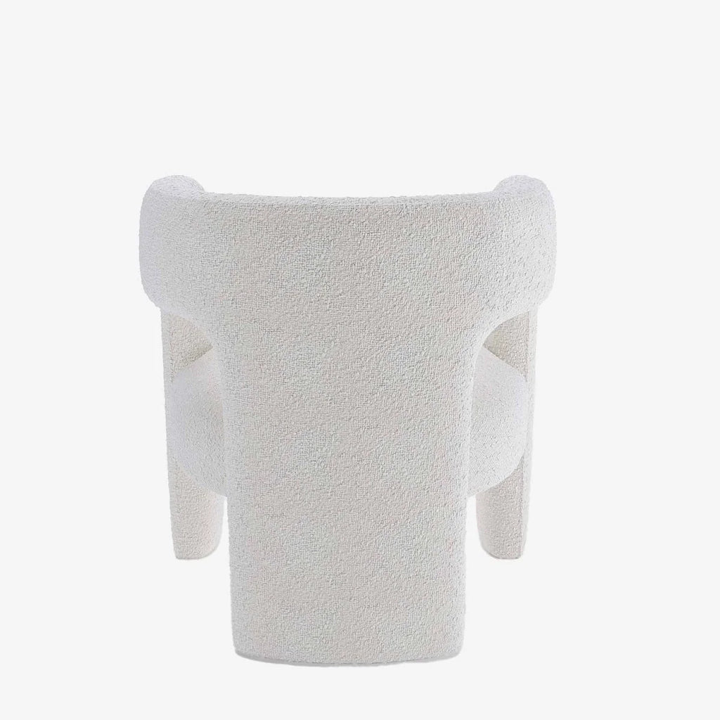 Fauteuil de salle à manger en bouclette blanche