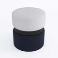 Pouf contemporain, bicolore bleu et métal noir