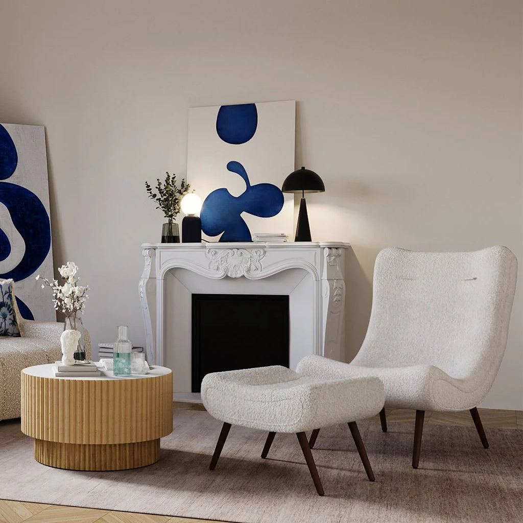 Fauteuil avec repose-pieds bouclé