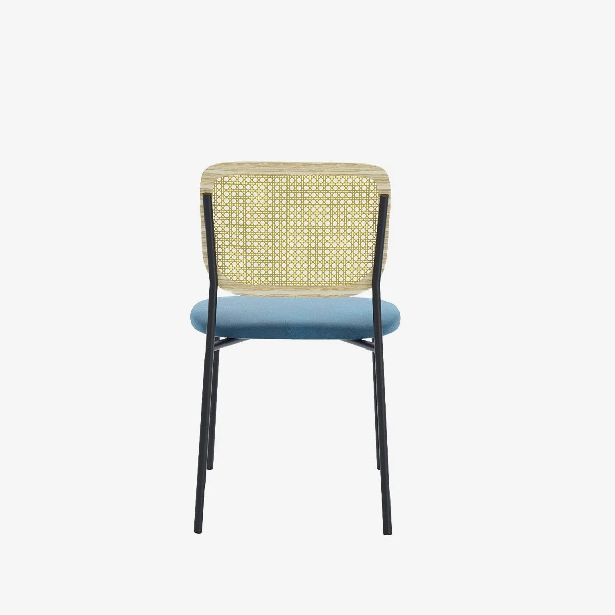 Lot de 2 chaises en rotin et velours bleu Juna
