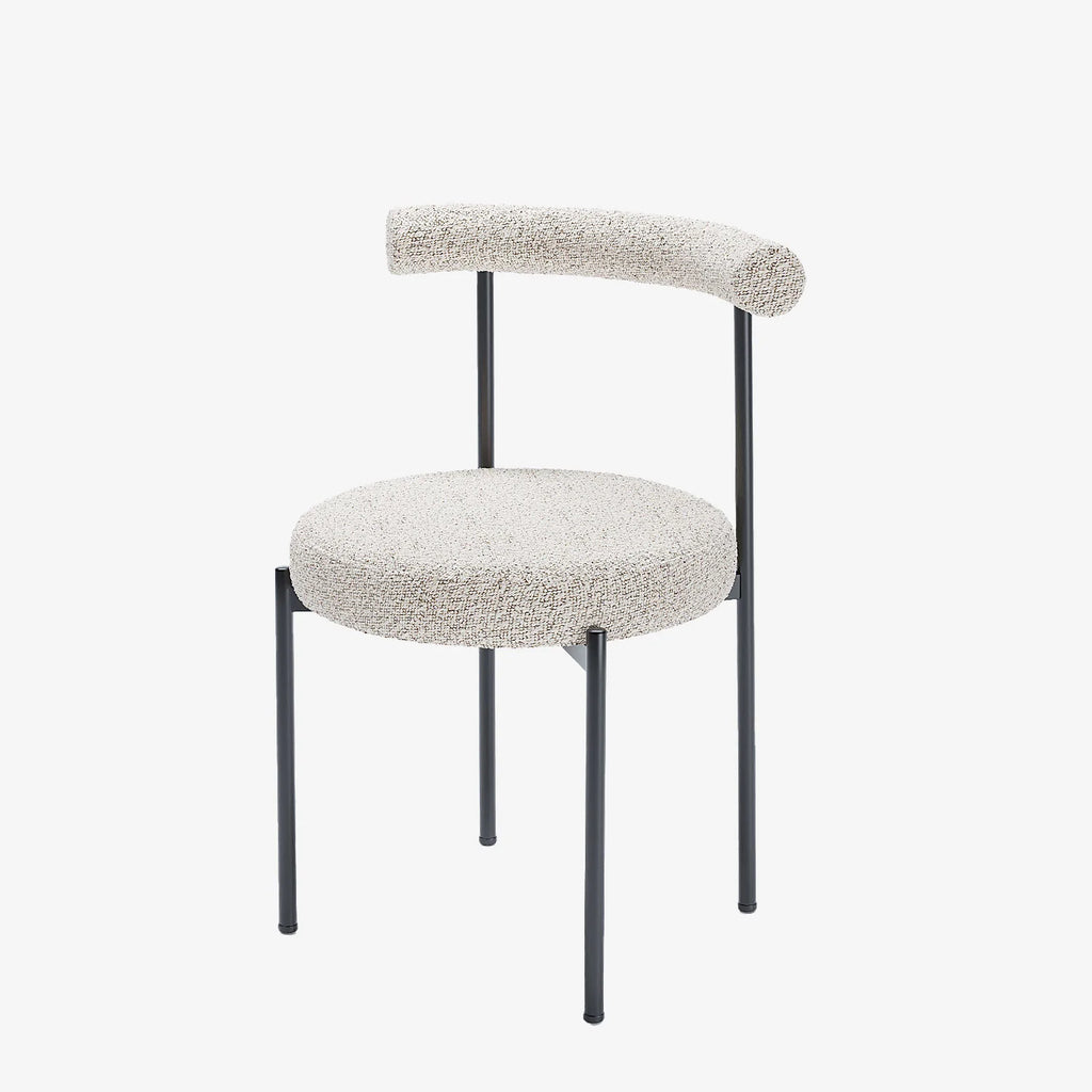 Lot de 2 chaises de salle   manger design moderne, bouclette grise et blanche Julia