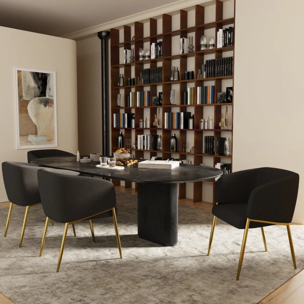 Fauteuil de salle   manger bouclette gris fonc  Basile