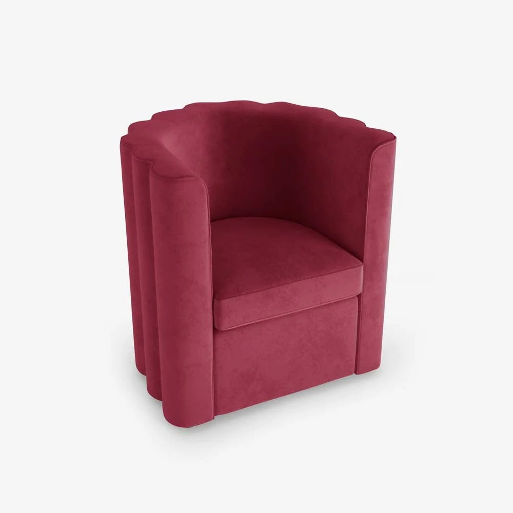 Fauteuil vintage en velours bordeaux