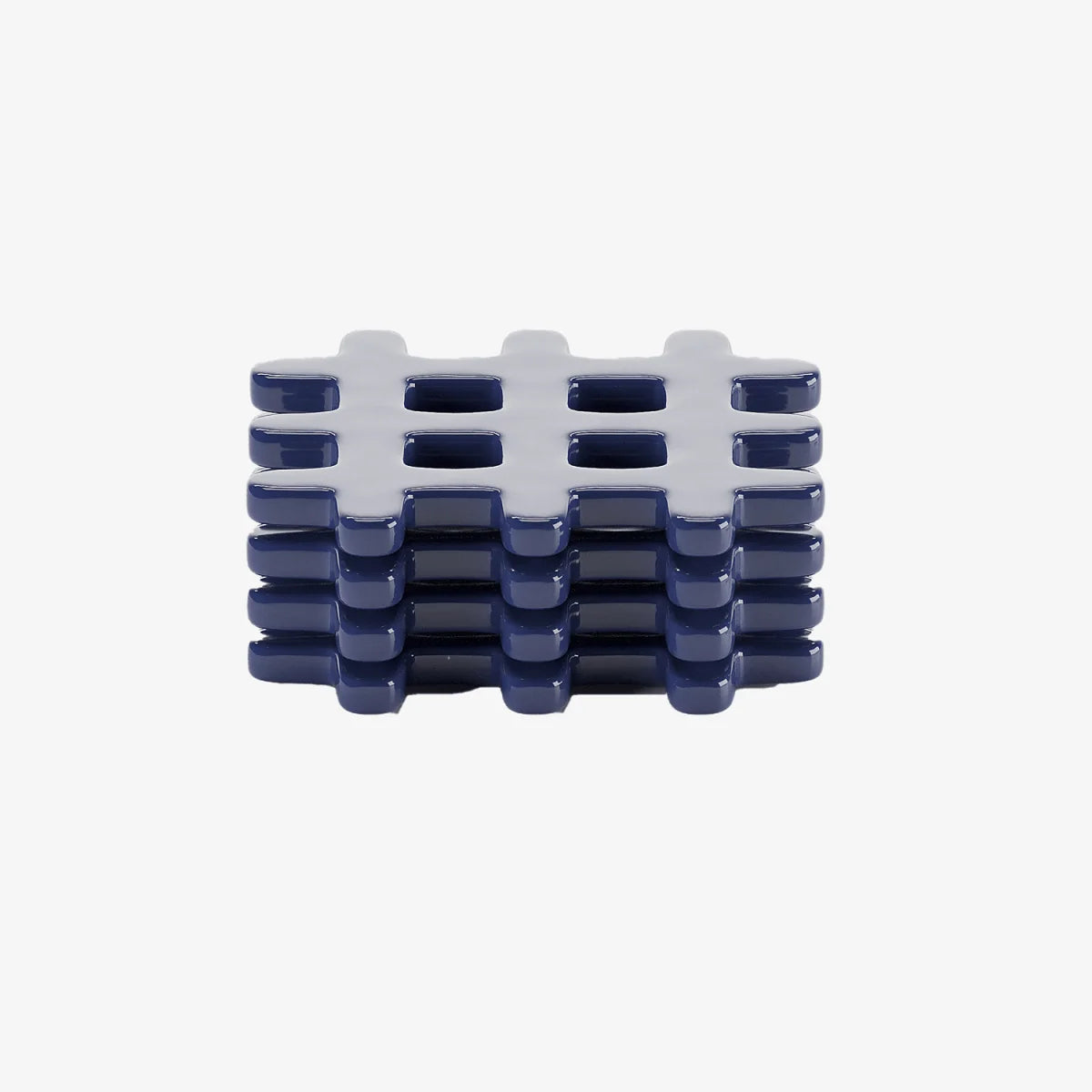 Lot de 4 dessous de verre, carr  c ramique tress e bleu