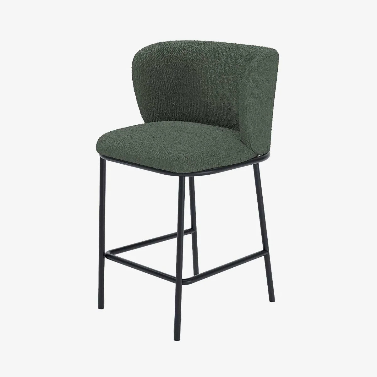 Lot de 2 tabourets de bar tissu boucl  vert C sar
