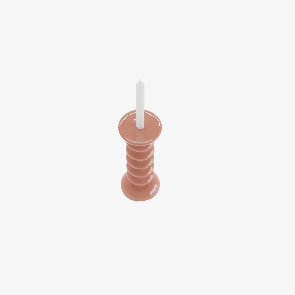 Bougeoir moderne design en c ramique rose Sahara