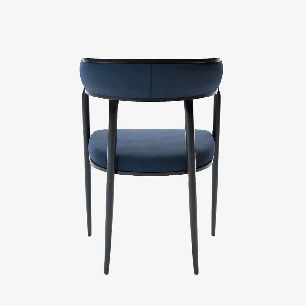 Chaise de salle   manger design dossier arrondi velours bleu marine Aurore
