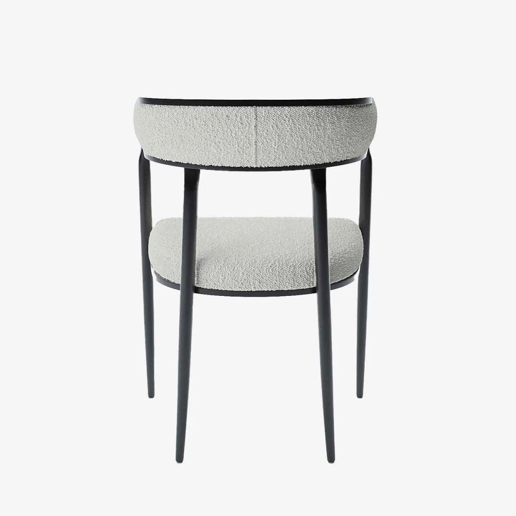 Chaise de salle   manger design dossier arrondi bouclette blanche Aurore
