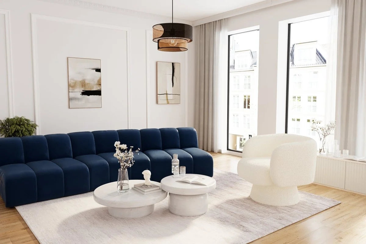 Canap  modulable en velours bleu marine H l ne