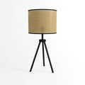 Lampe à poser en rotin et métal noir