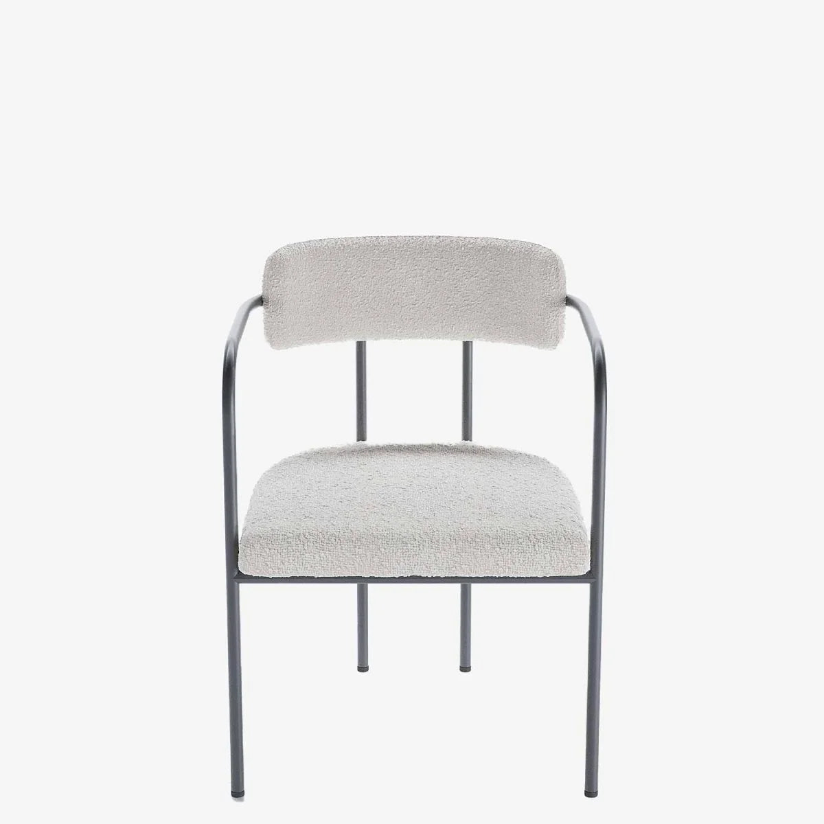 Chaise de salle   manger tapiss e avec accoudoirs bouclette blanche Barbara
